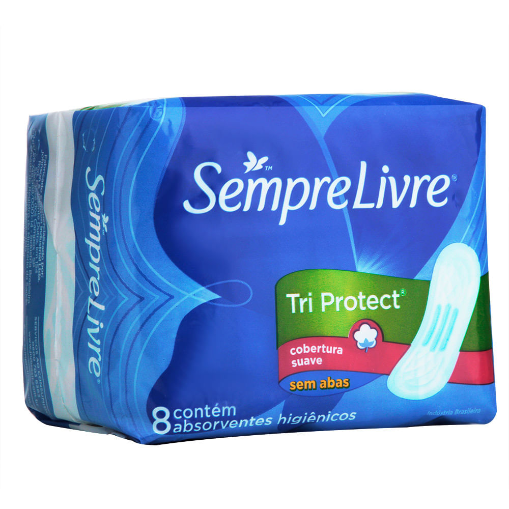 Absorvente Sempre Livre Tri Protect Cobertura Suave Sem Abas com 8 Unidades