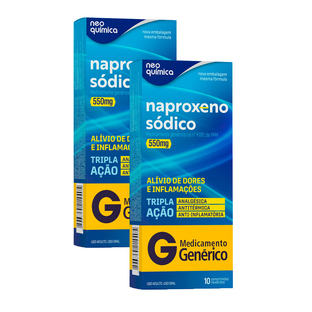 Kit 2 Naproxeno 550mg Neo Química Genérico com 10 Comprimidos