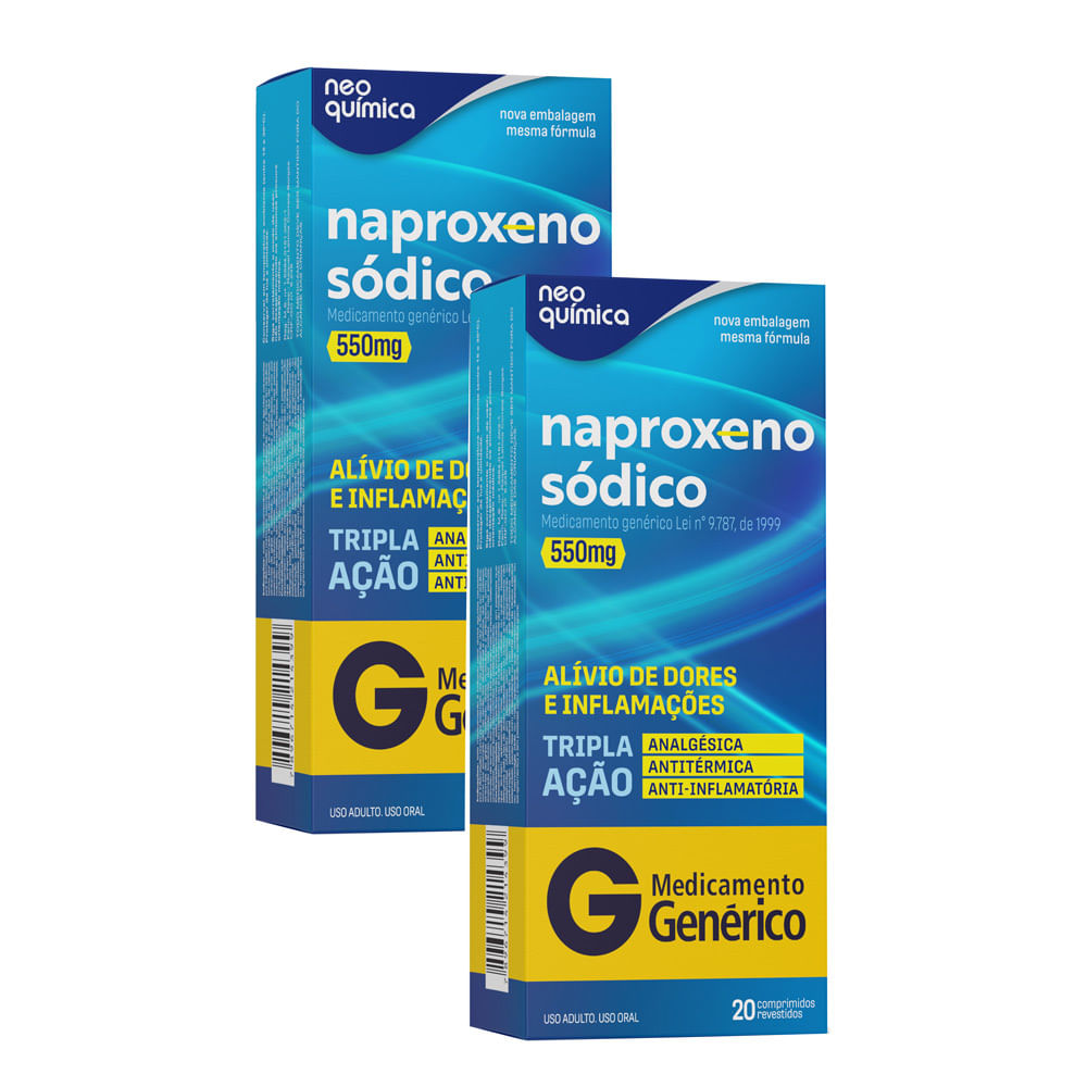 Kit 2 Naproxeno 550mg Neo Química Genérico com 20 Comprimidos