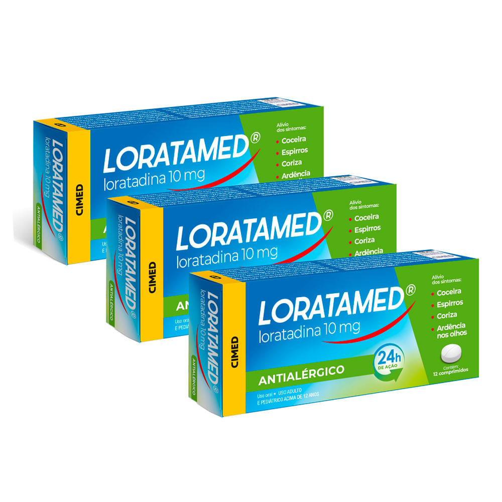 Kit 3 Loratamed 10mg Anti Alérgico com 12 Comprimidos