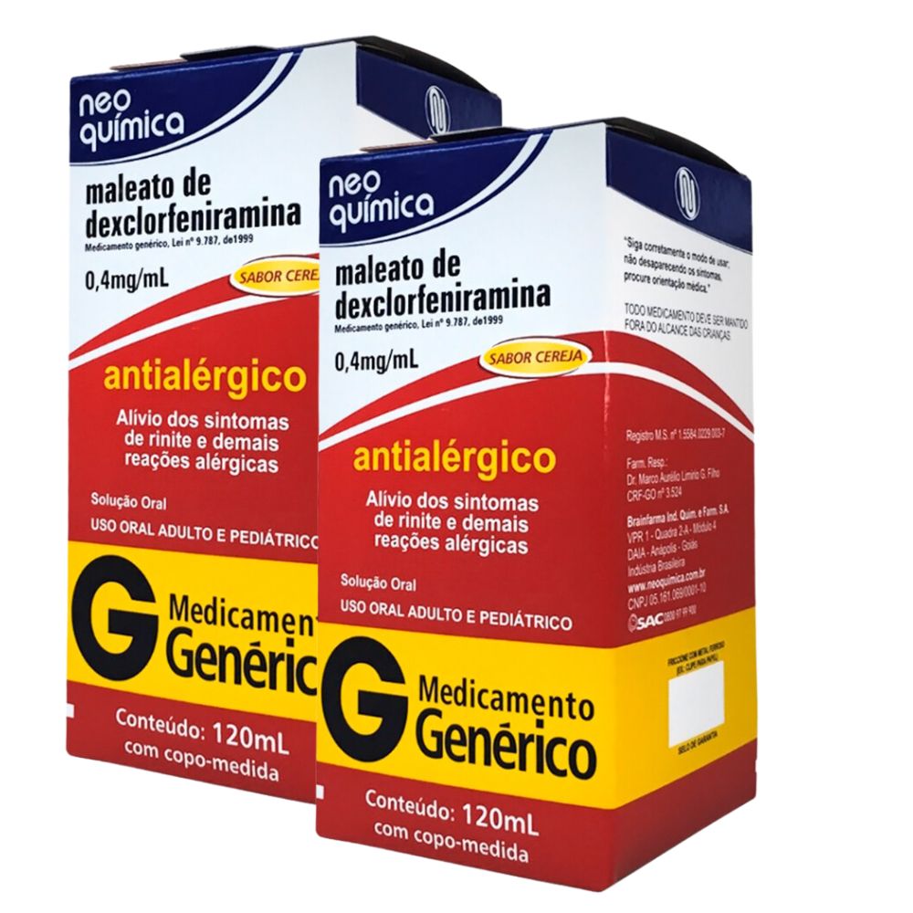Kit 2 Dexclorfeniramina Neo Química Genérico Xarope com 120ml