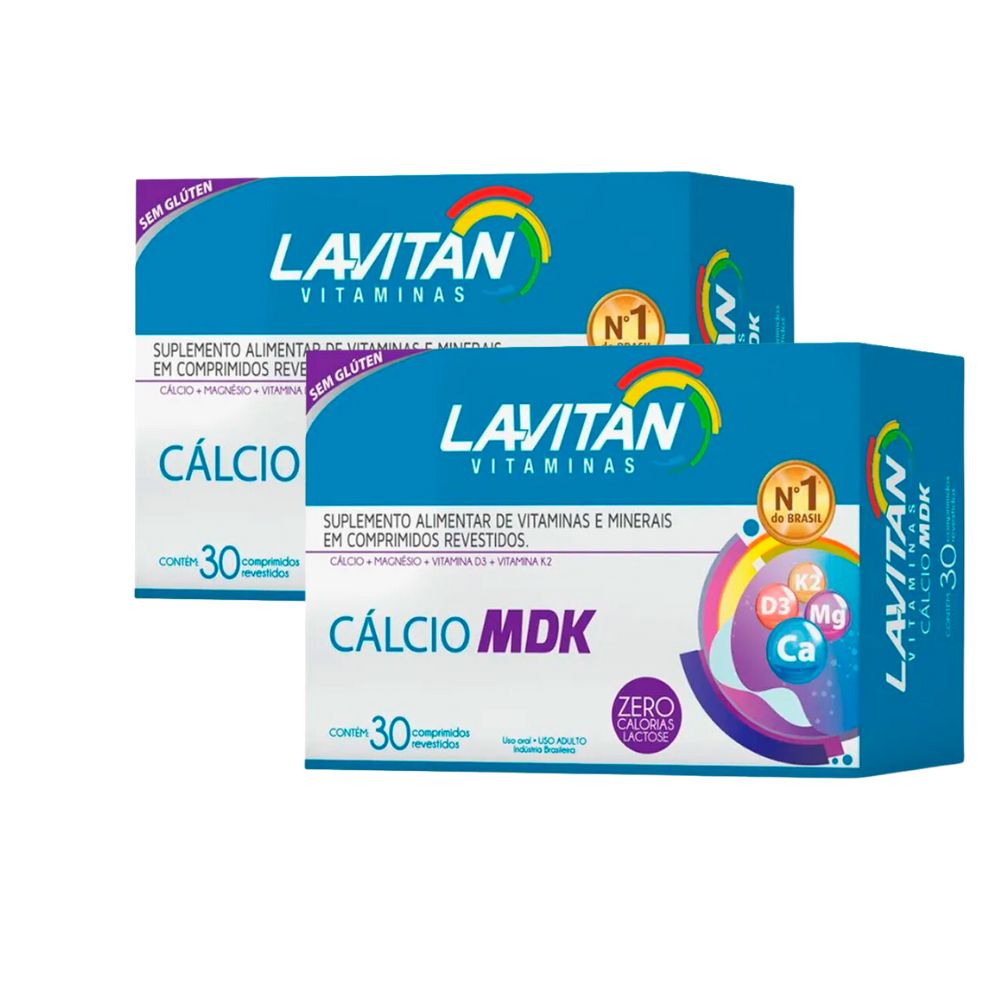 Kit 2 Lavitan Cálcio MDK com 30 Comprimidos