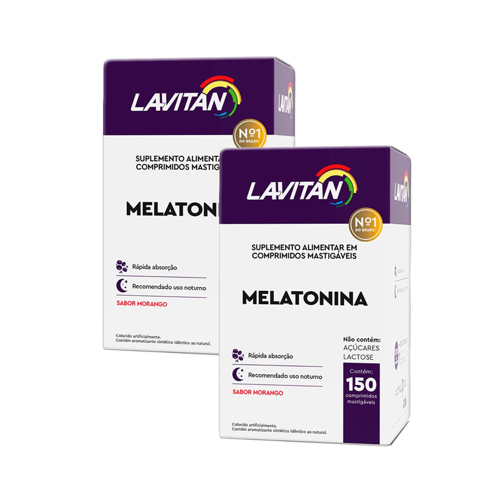 Kit 2 Lavitan Melatonina Sabor Morango com 150 Comprimidos Mastigáveis