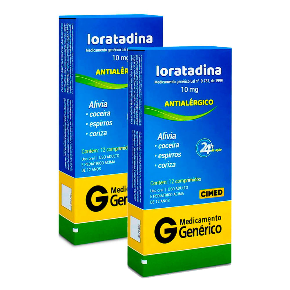 Kit 2 Loratadina 10mg Cimed Genérico com 12 Comprimidos