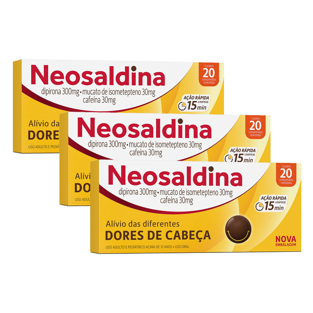 Kit 3 Neosaldina Analgésico Dipirona com 20 Drágeas
