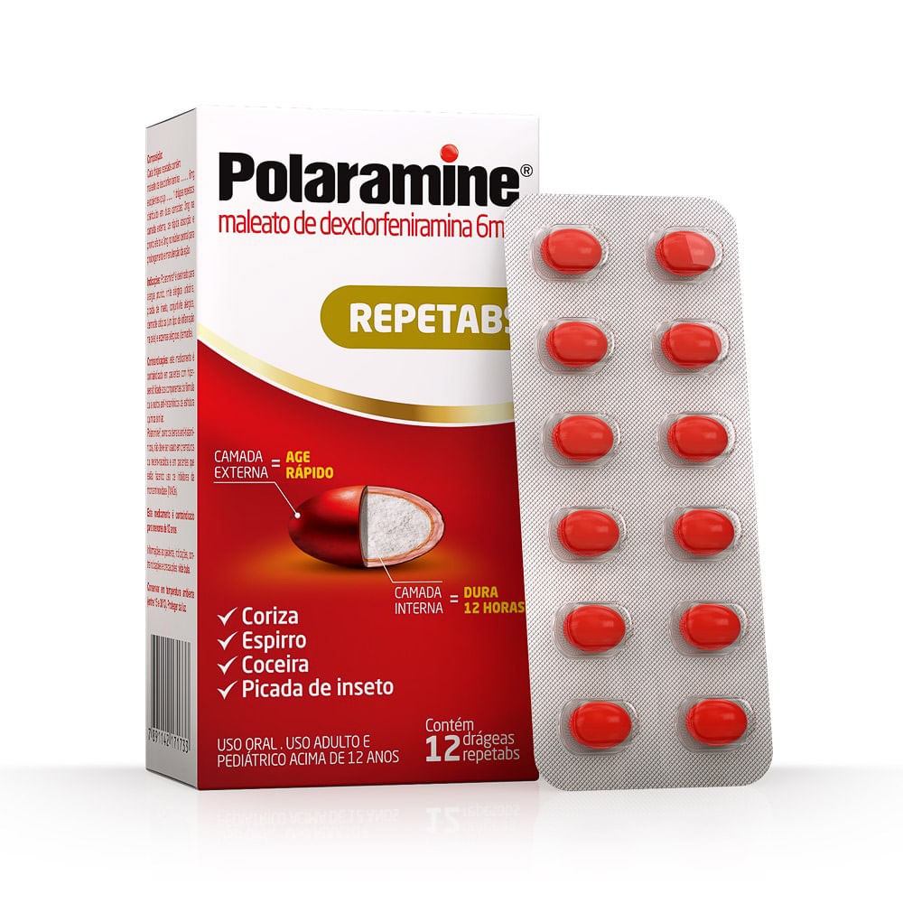 Polaramine 6mg Antialérgico Repetabs 12 Drágeas