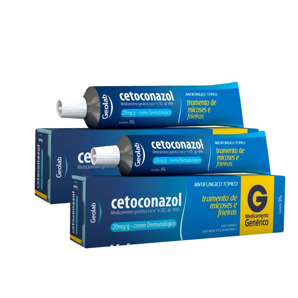 Kit 2 Cetoconazol 20mg/g Geolab Genérico Creme Dermatológico com 30g