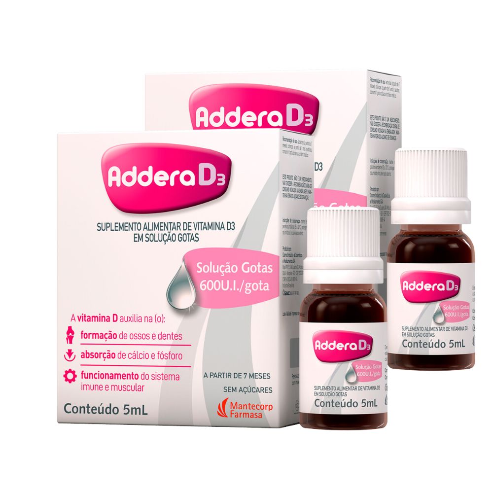 Kit 2 Addera D3 600UI Gotas 5ml