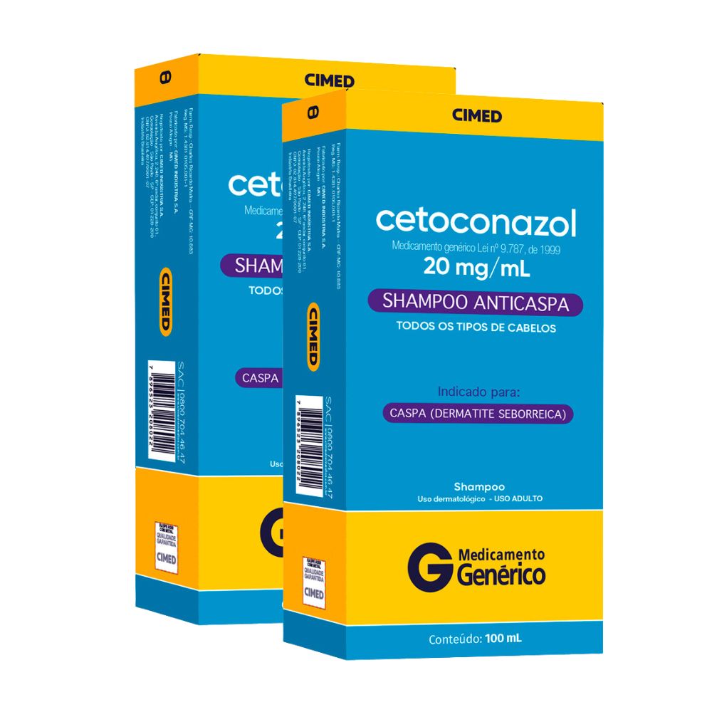 Kit 2 Shampoo Cetoconazol 20mg/ml Cimed Genérico com 100ml