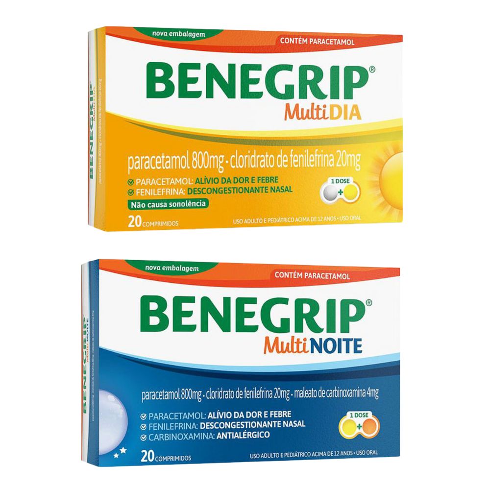 Kit 1 Benegrip Multi Dia com 20 Comprimidos