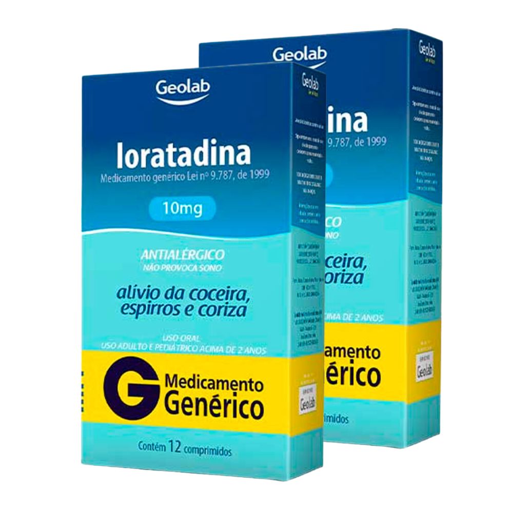Kit 2 Loratadina 10mg Geloab Genérico com 12 Comprimidos