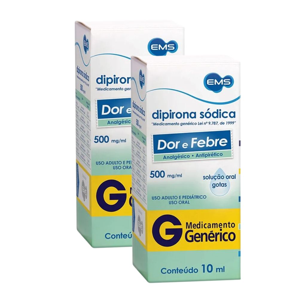 Kit 2 Dipirona Sódica 500mg/ml EMS Genérico Gotas 10ml