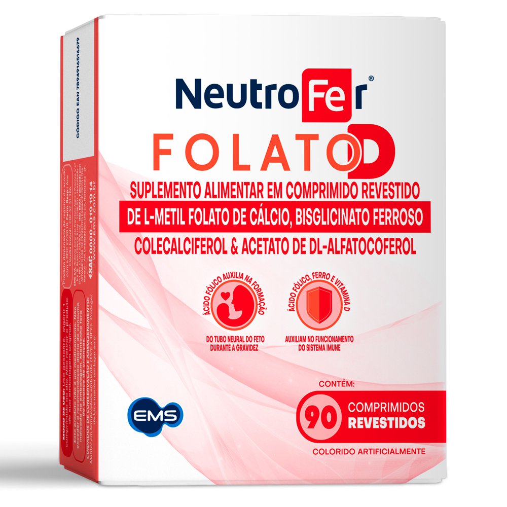 Neutrofer Folato D Suplemento Alimentar 90 Comprimidos Revestidos