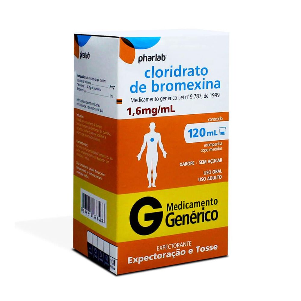 Cloridrato de Bromexina Pharlab Genérico Xarope 1,6mg/mL com 120mL