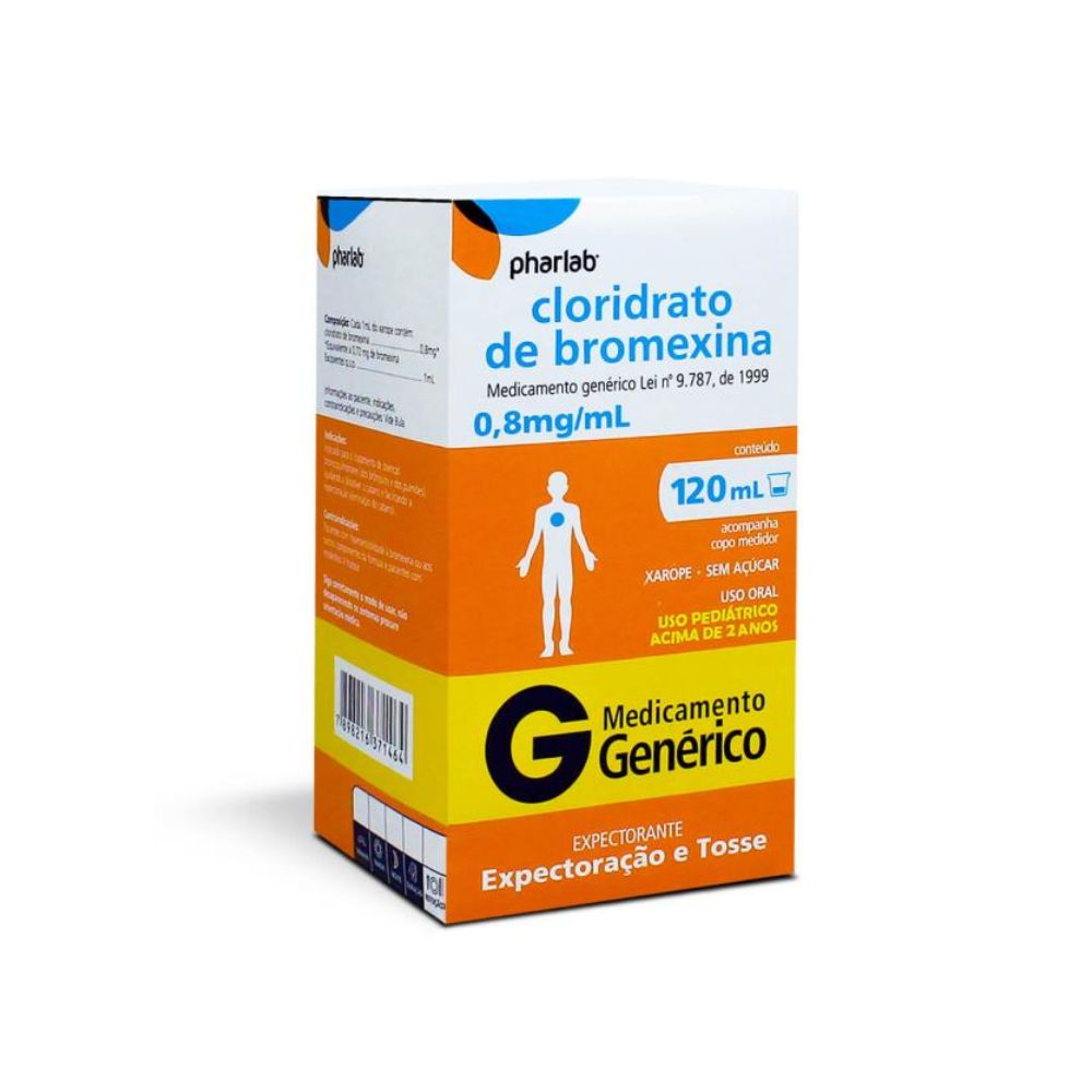 Cloridrato de Bromexina Pharlab Genérico Xarope 0,8mg/mL com 120mL
