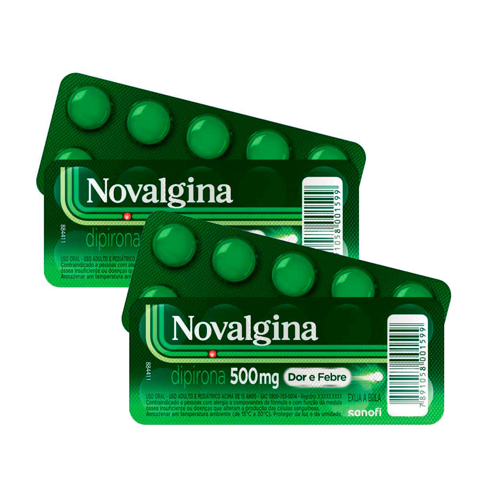 Kit 2 Novalgina 500mg Envelope com 10 Comprimidos