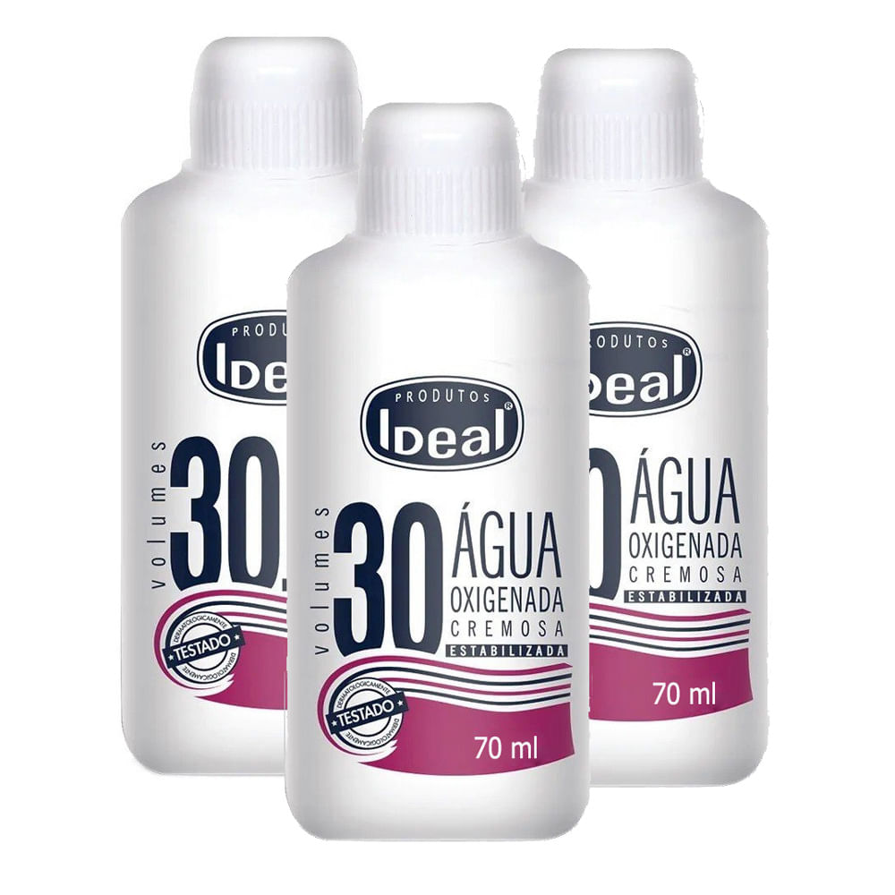 Kit 3 Água Oxigenada Ideal 30 Volumes com 70ml