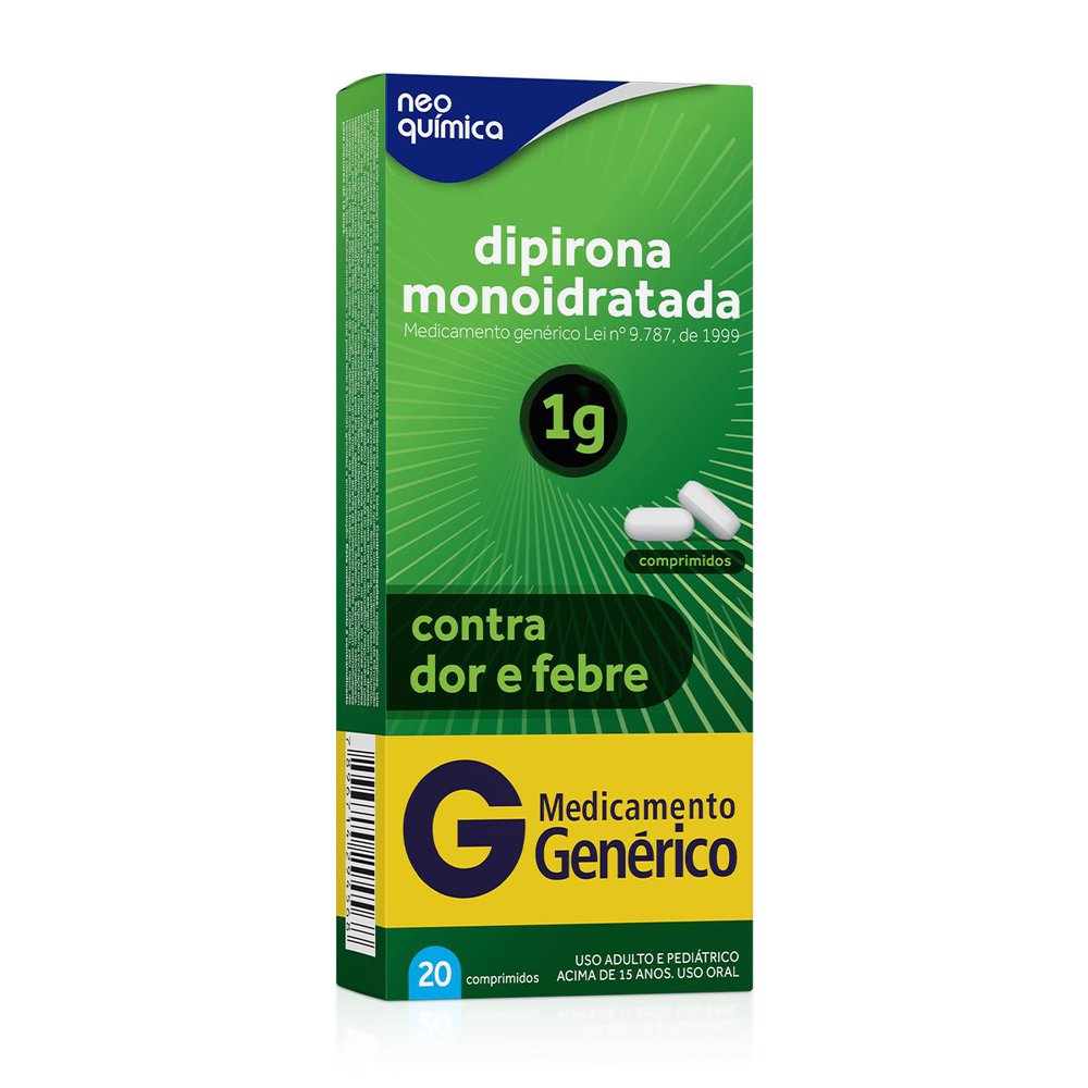 Dipirona Monoidratada 1g Neo Química Genérico com 20 Comprimidos
