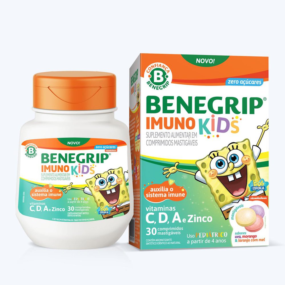 Benegrip Imuno Kids Suplemento Alimentar com 30 Comprimidos Mastigáveis