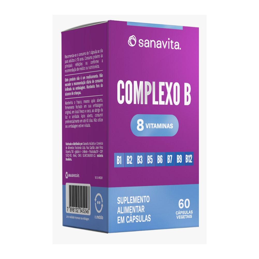 Complexo B Sanavita 8 Vitaminas com 60 Cápsulas