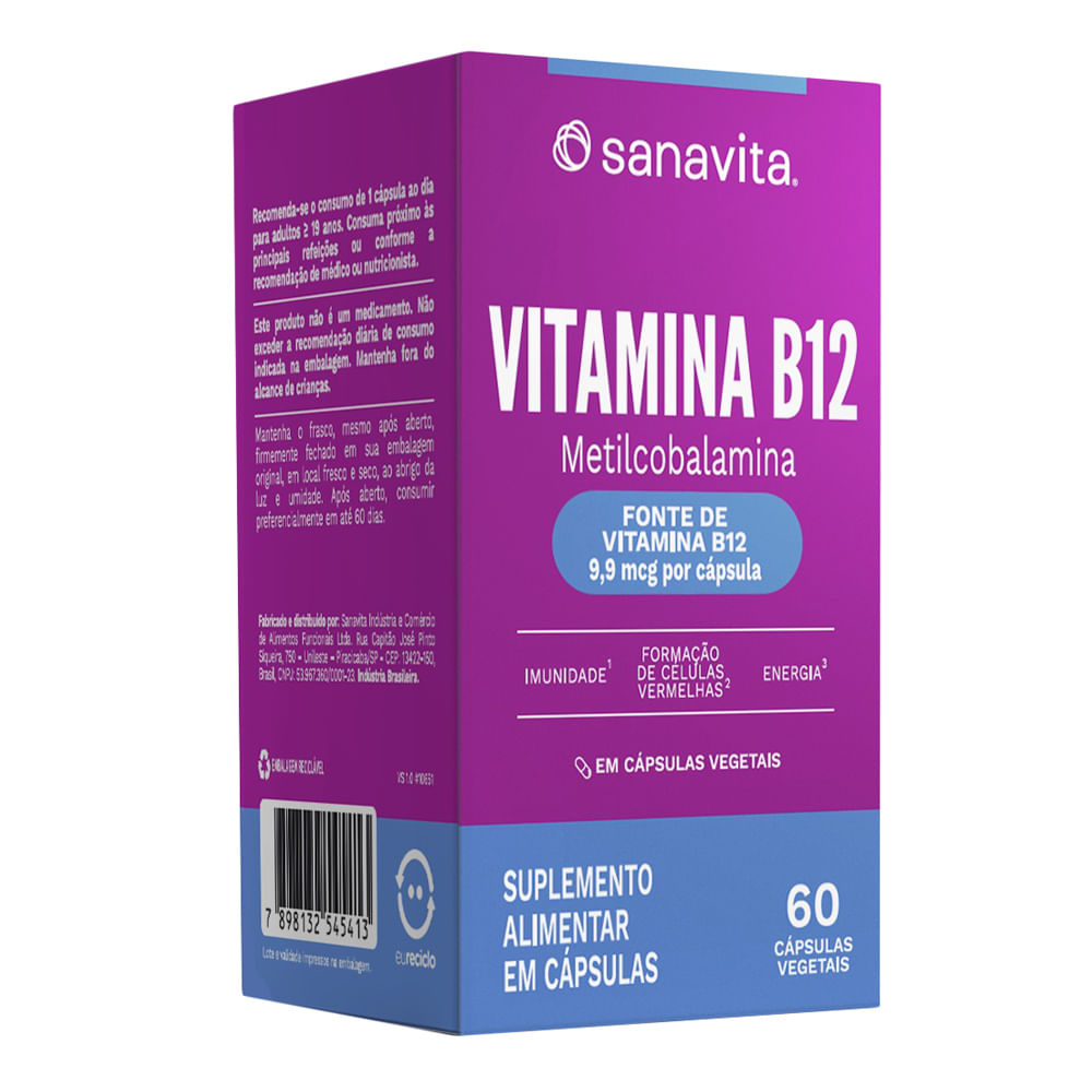 Vitamina B12 Sanavita com 60 Cápsulas