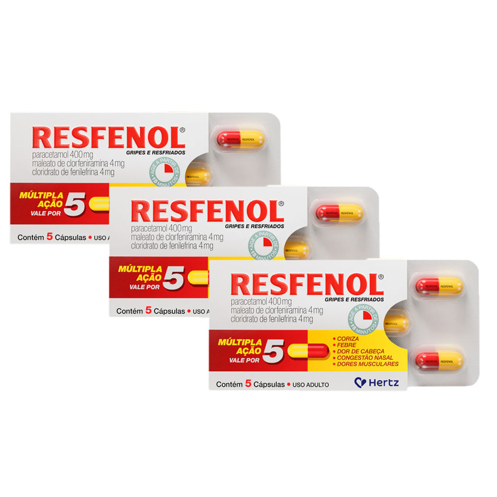 Kit 3 Resfenol com 5 Cápsulas