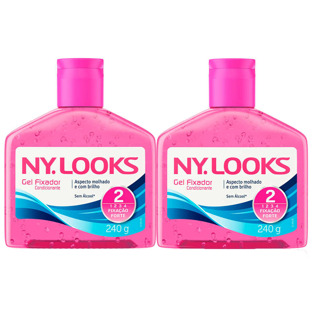 Kit 2 Gel Ny Looks Fixação Forte 2 Sem Álcool com 240g