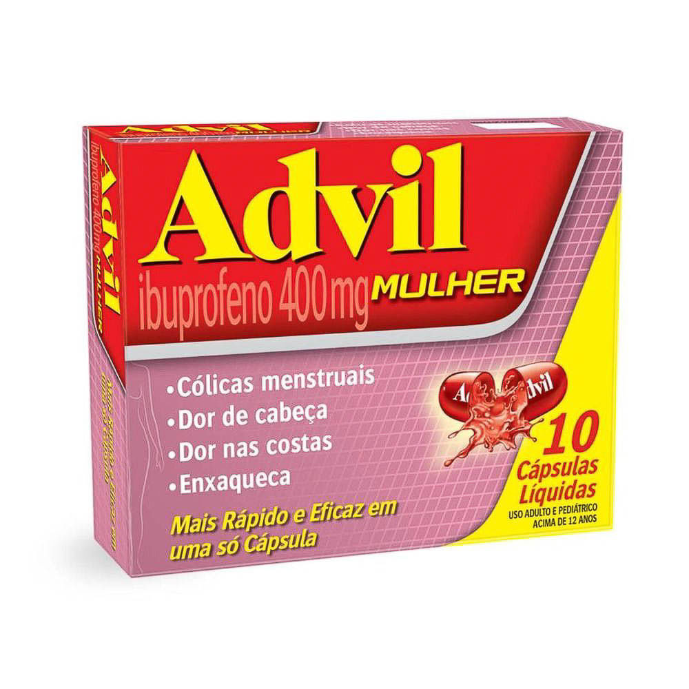 Advil Mulher 400mg Ibuprofeno Analgésico com 10 Cápsulas Líquidas