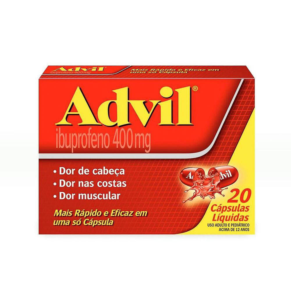 Advil 400mg Ibuprofeno com 20 Cápsulas Líquidas