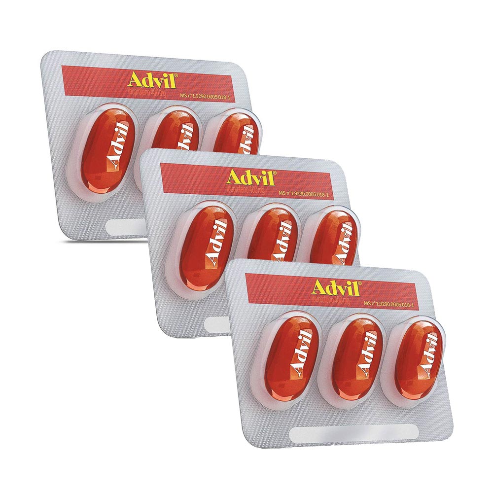 Kit 3 Advil 400mg Ibuprofeno com 3 Cápsulas Líquidas