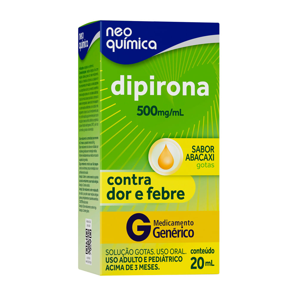 Dipirona 500mg/ml Neo Química Genérico Sabor Abacaxi Gotas com 20ml
