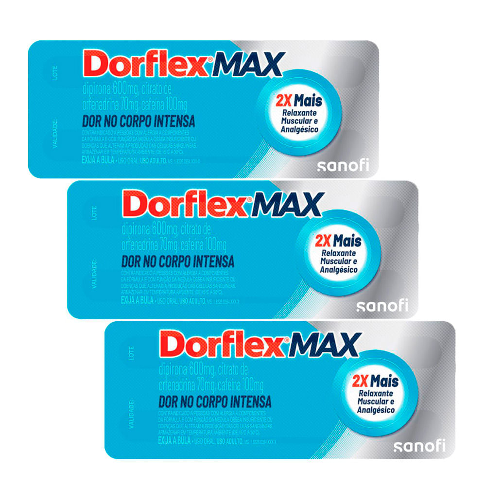 Kit 3 Dorflex Max Analgésico Envelope com 4 Comprimidos