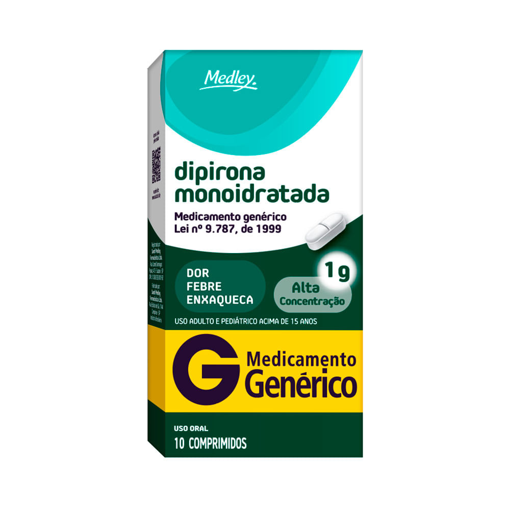 Dipirona 1g Medley Genérico Com 10 Comprimidos - Drogaria Araujo