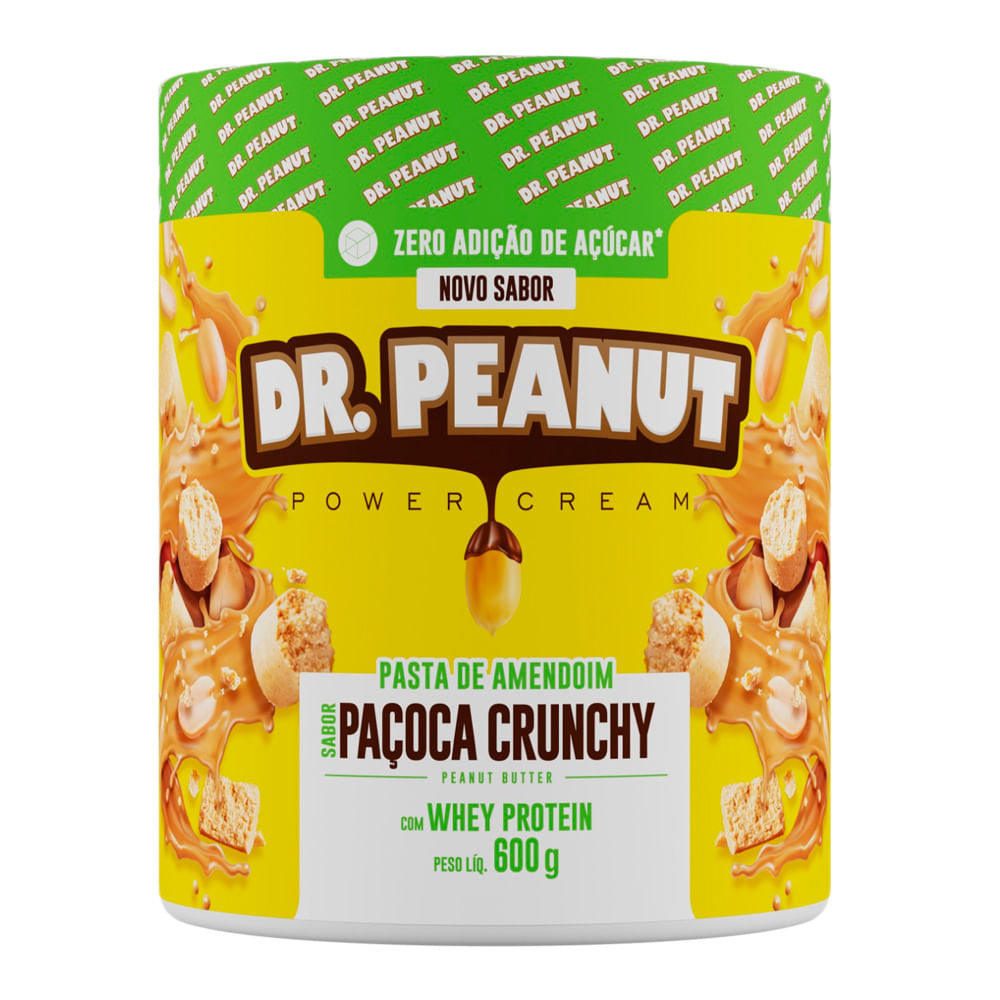 Pasta de Amendoim Dr. Peanut Sabor Paçoca Crunchy com Whey Protein 600g ...