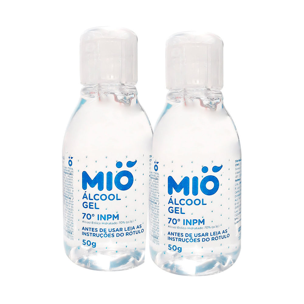 Kit 2 Álcool Gel 70% Mió Antisséptico 50g