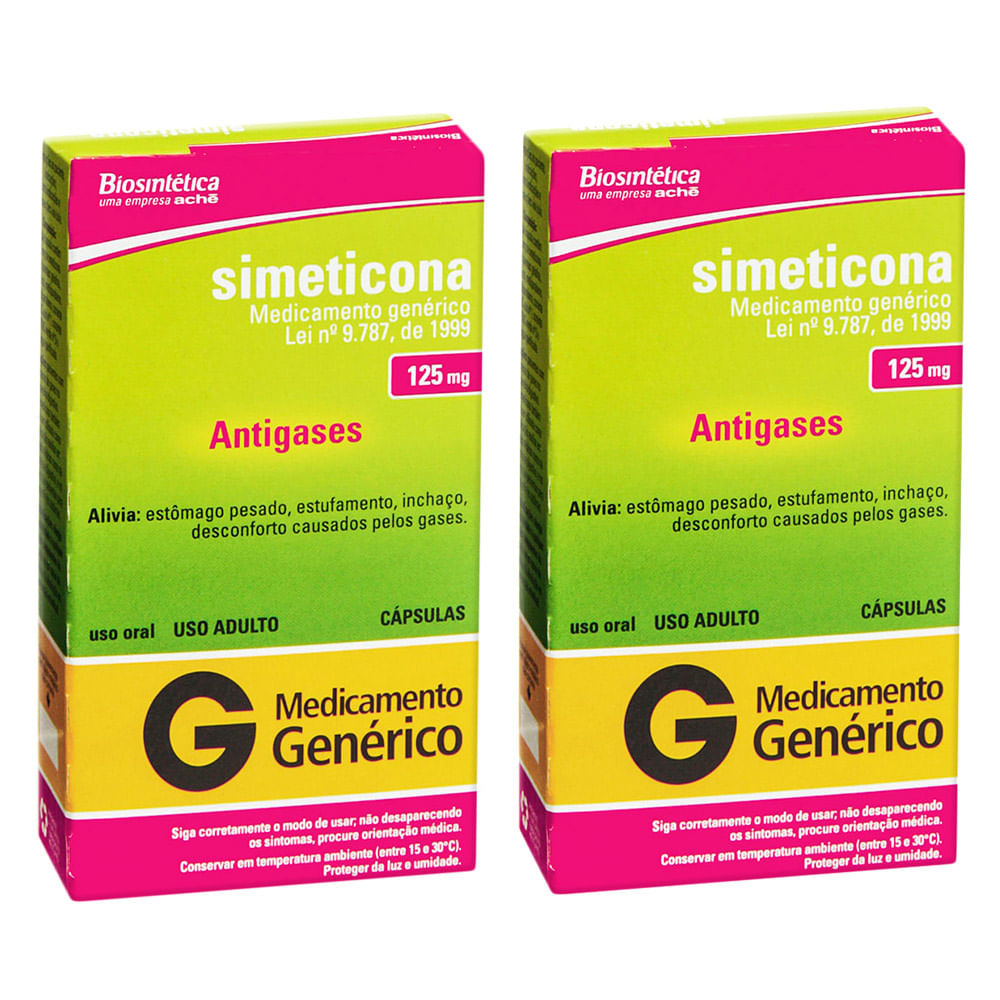 Kit 2 Simeticona 125mg Biosintética Genérico com 10 Cápsulas