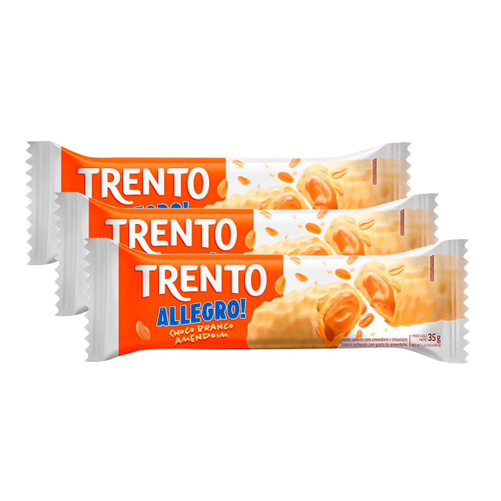 Chocolate Trento Allegro Choco Branco Amendoim 35g | Kit Com Três ...