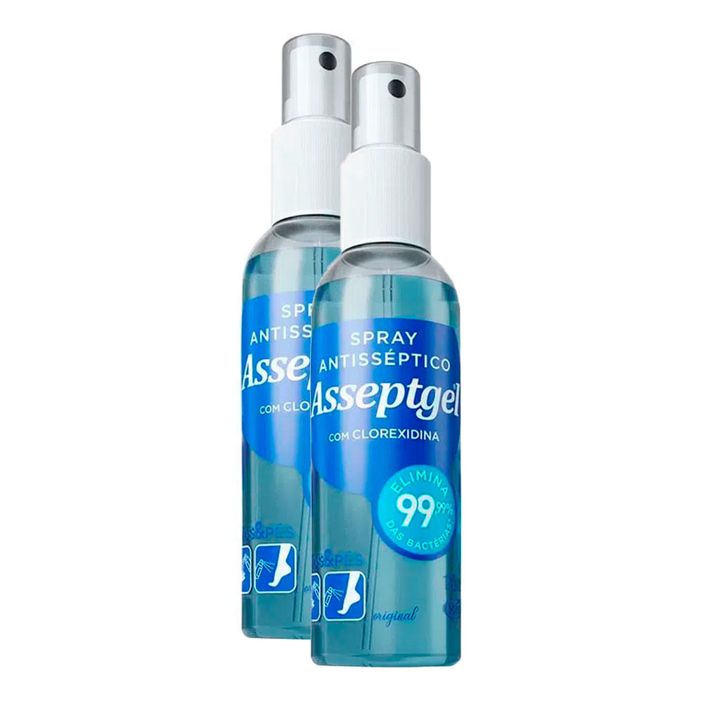 Kit 2 Asseptgel Spray Antisséptico com Clorexidina 120ml