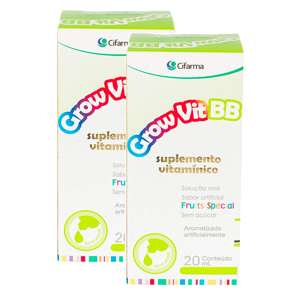 Grow Vit BB Gotas com 20ml Kit com duas unidades Drogaria Araujo