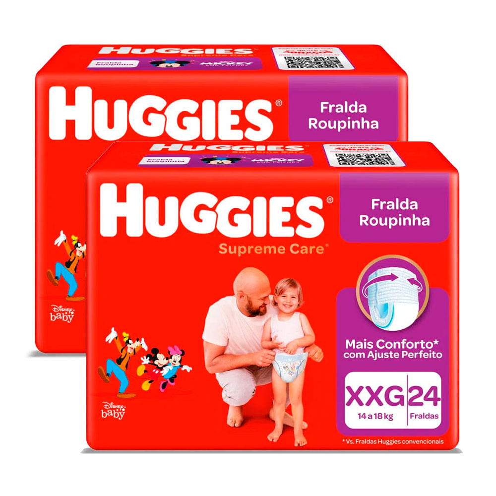 Kit De Fralda Roupinha Huggies Supreme Care Tamanho XXG 48 Unidades ...