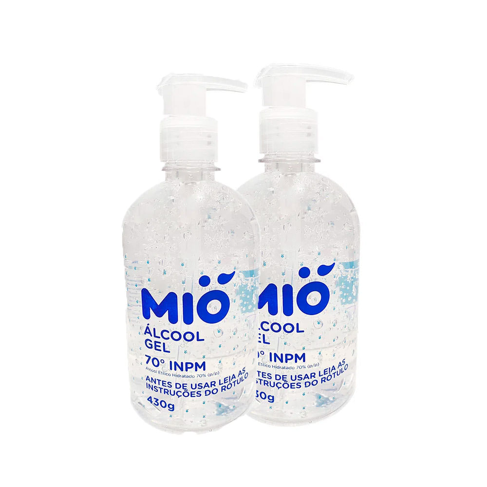Kit 2 Álcool Gel 70% Mió Antisséptico 430g