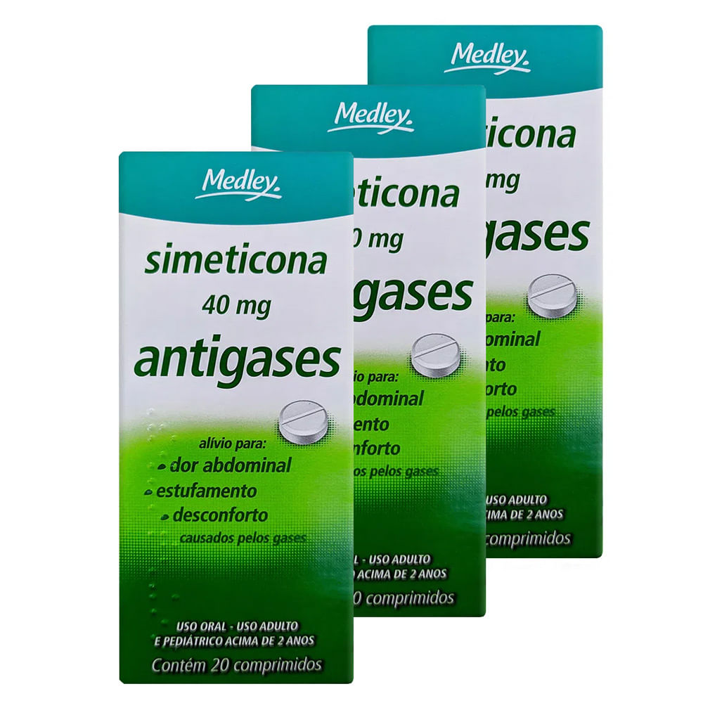 Kit 3 Simeticona 40mg Medley Genérico 20 Comprimidos