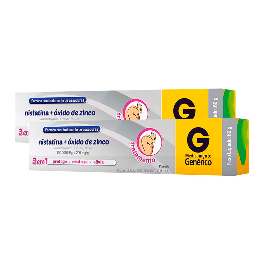 Kit 2 Nistatina + Óxido de Zinco Cimed Genérico Pomada 60g