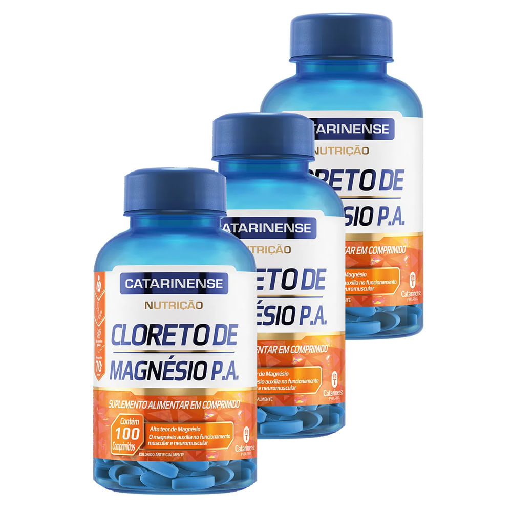 Kit 3 Cloreto de Magnésio P.A. Catarinense 100 Comprimidos