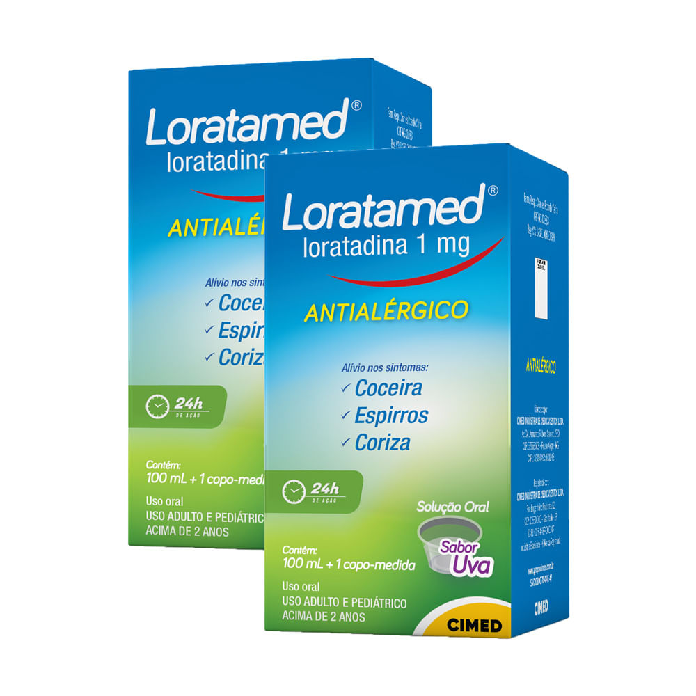 Kit 2 Anti Alergico Loratamed 1 Mg/Ml Xarope 100Ml