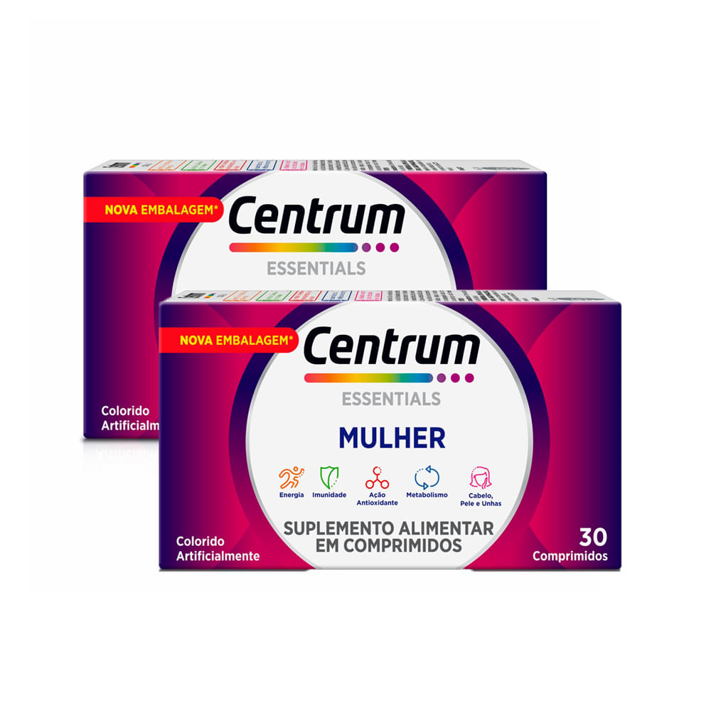 Kit 2 Centrum Essentials Mulher com 30 Comprimidos
