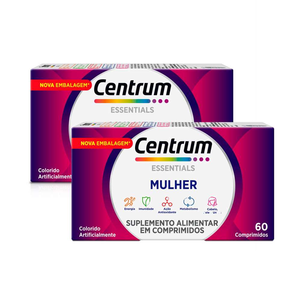 Kit 2 Centrum Essentials Mulher com 60 Comprimidos