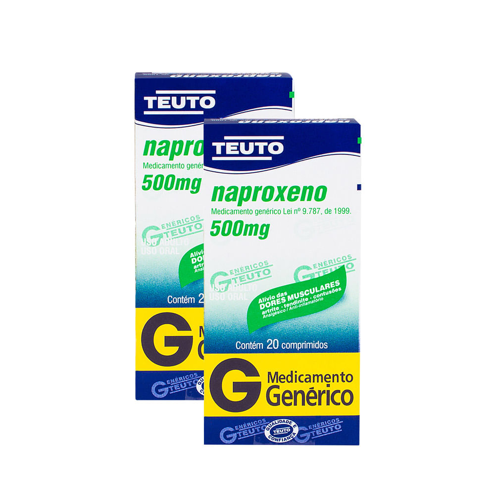 Kit 2 Naproxeno 500mg Teuto Genérico com 20 Comprimidos