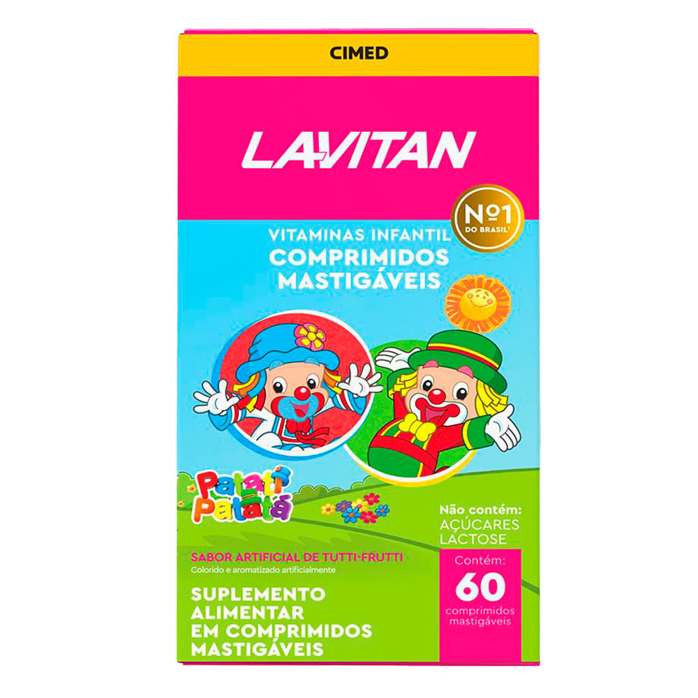 Vitamina Infantil Mastigável Tutti-Frutti Lavitan Patati Patatá com 60 Comprimidos