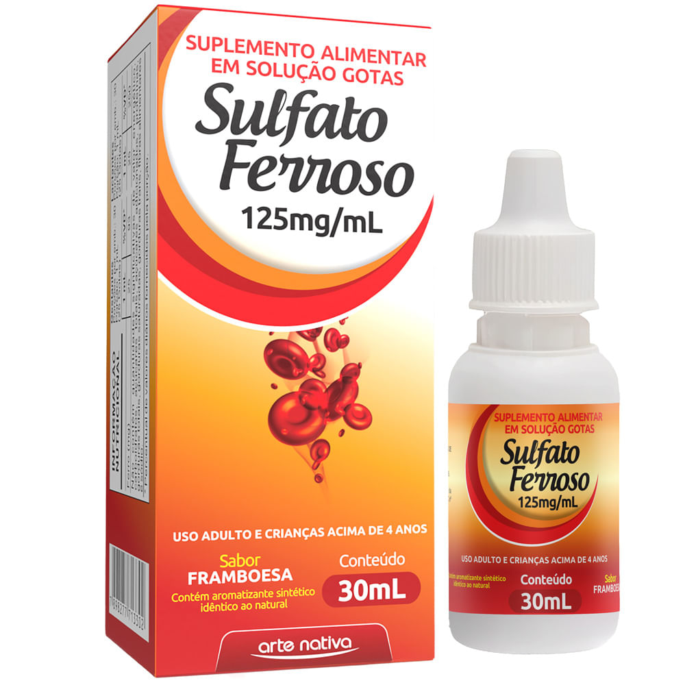 Sulfato Ferroso 125mg/ml Sabor Framboesa 30ml